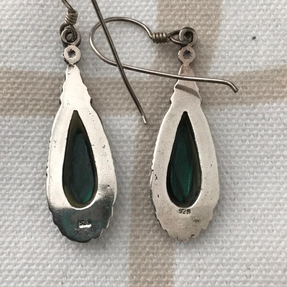 Vintage Sterling Malachite Earrings - Picture 3 of 5